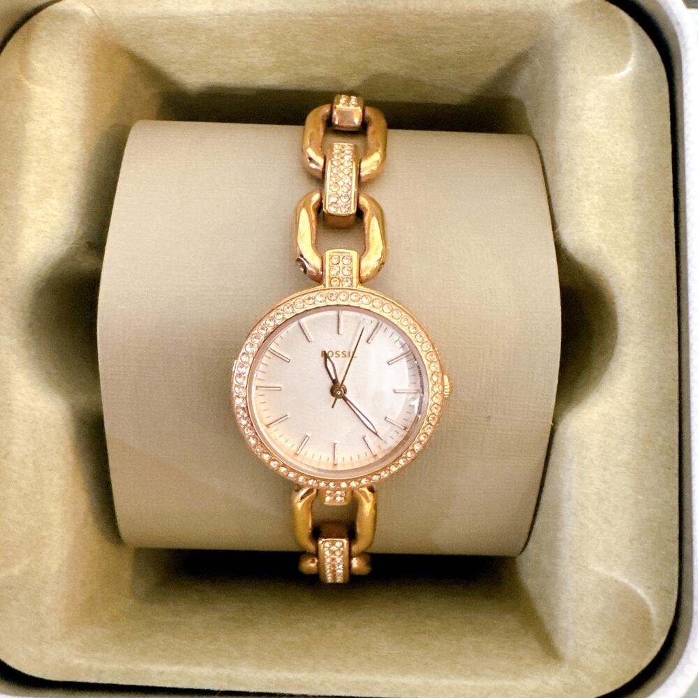 Fossil ES4123 Ladies Classic Rose Gold Stainless Steel Crystal Watch - Picture 2 of 6